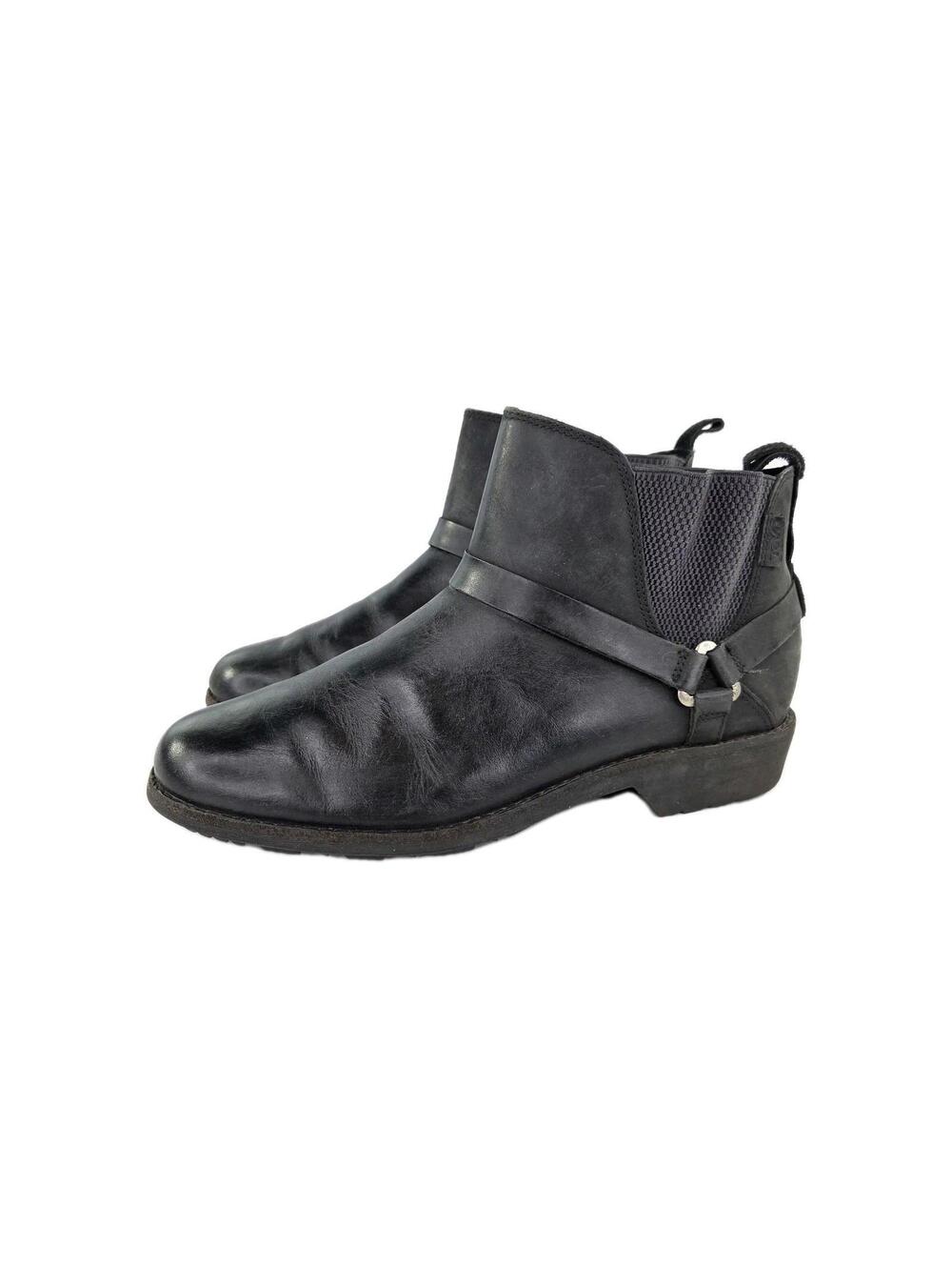 Teva De La Vina Dos Chelsea Boots Womens US 10 Black Leather Harness Ankle Heel